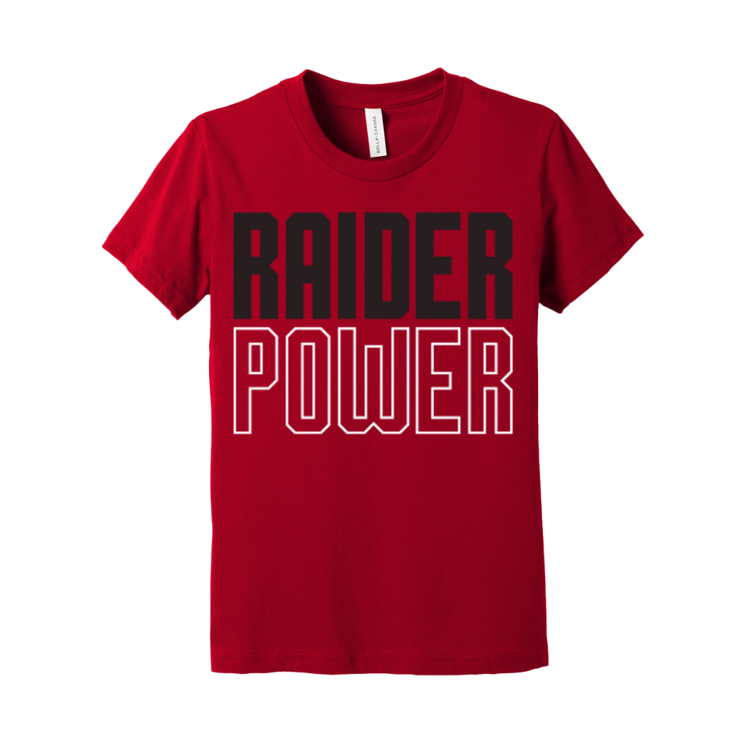 Raider Power Youth Short Sleeve Tee, Color: Red, Size: SM (6-8)