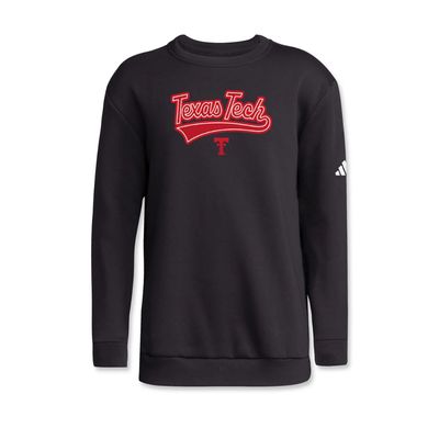 Adidas Youth Textured Swoop Fleece Crew 