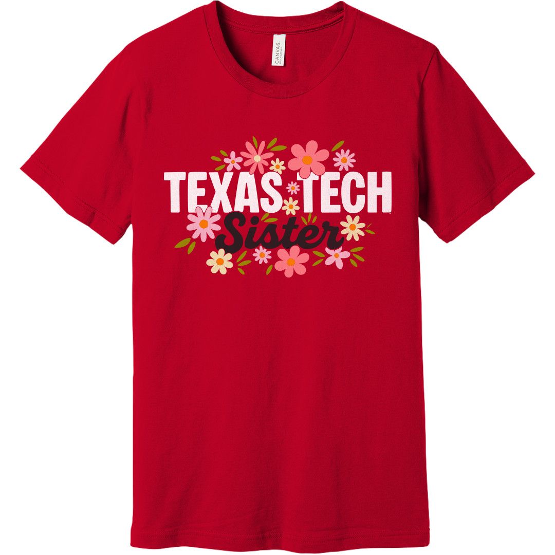 Floral Sister Short Sleeve Tee, Color: Red, Size: SM