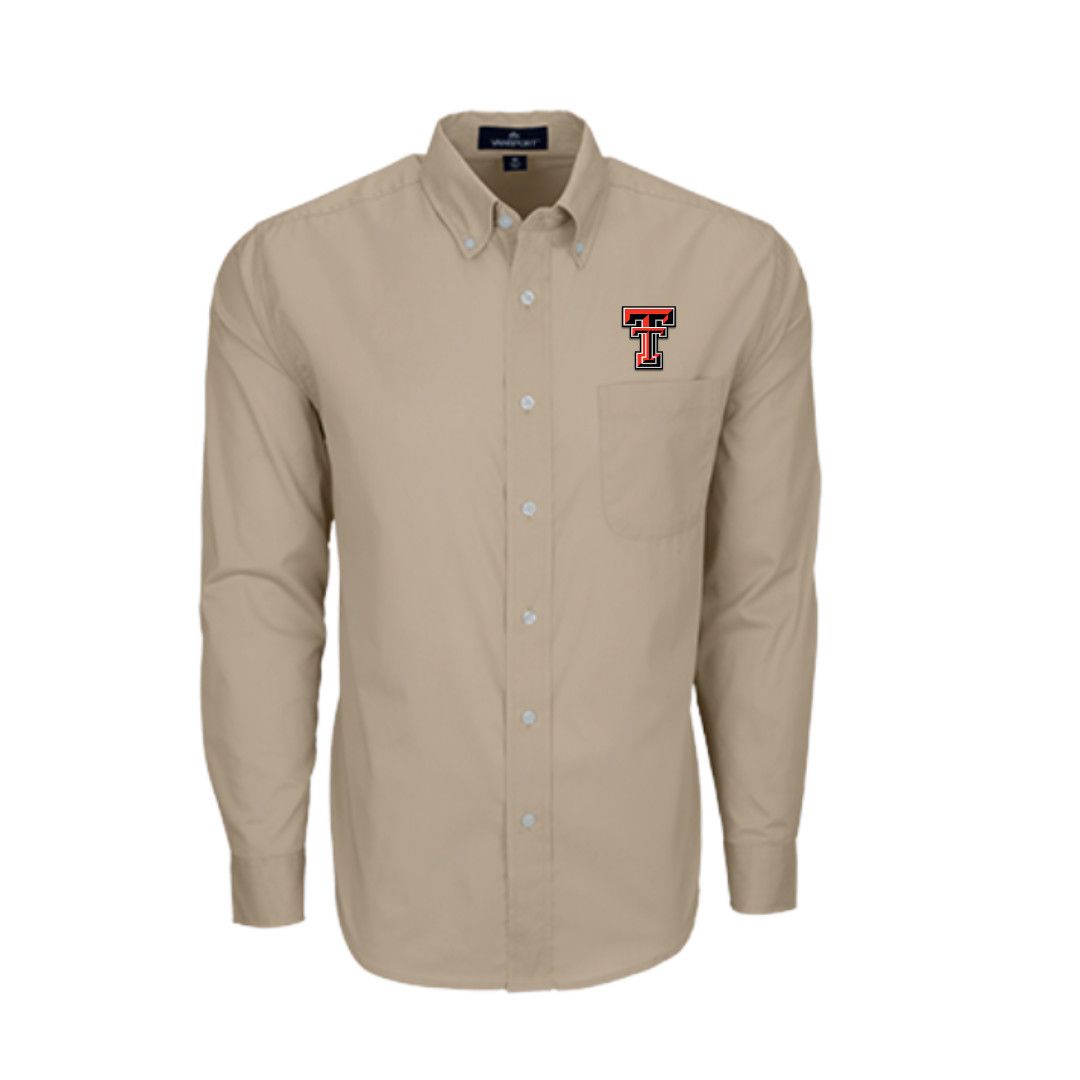 Woven Men's Dress Shirt , Color: Light Khaki, Size: SM