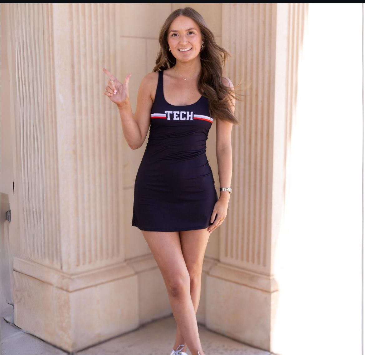 Ladies Stripe Tennis Dress , Color: Black, Size: XS