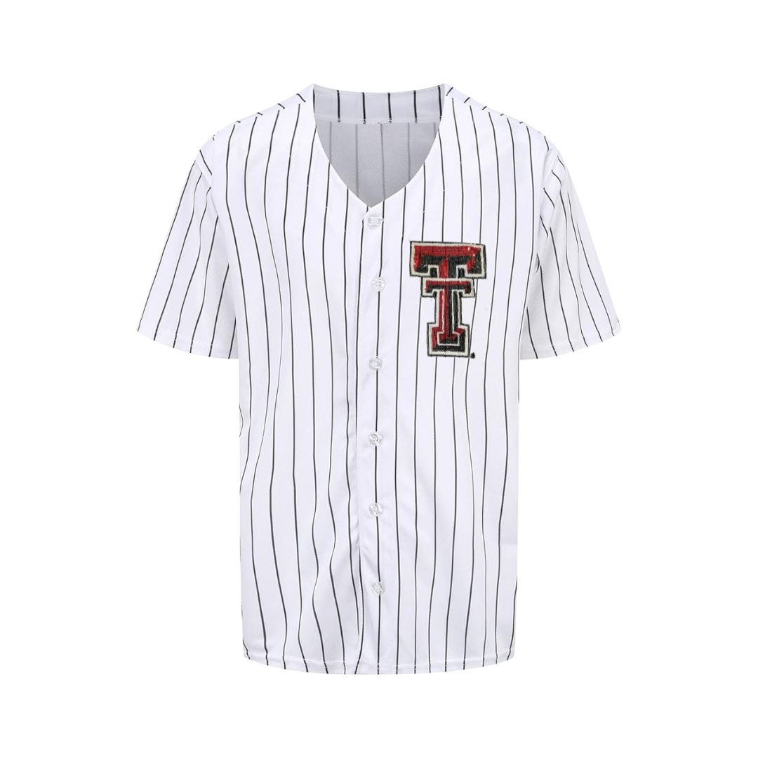 Texas Tech Ladies Bling Pinstripe Baseball Jersey