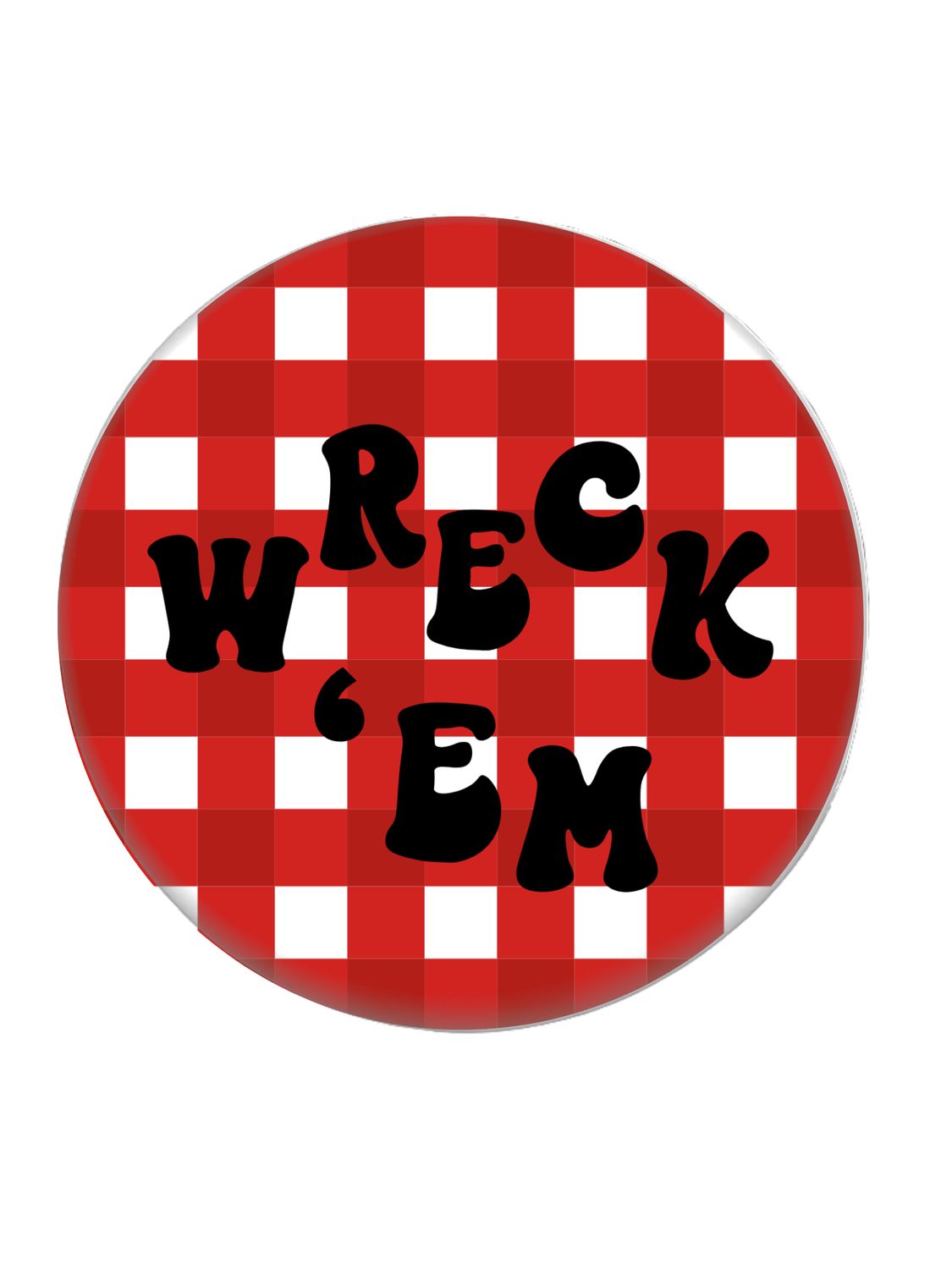 Gingham Wreck 'em Game Day Button