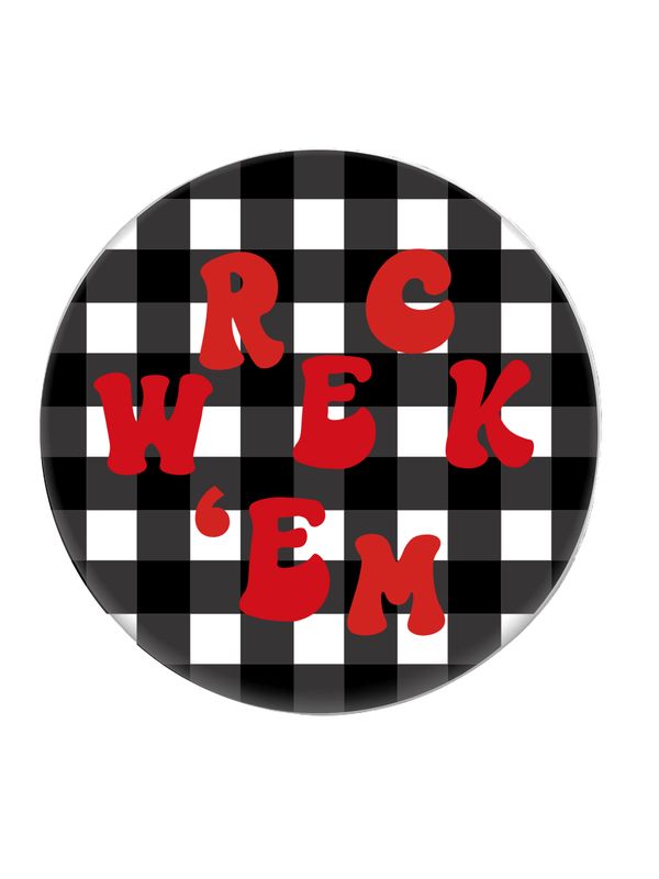 Gingham Wreck 'em Game Day Button