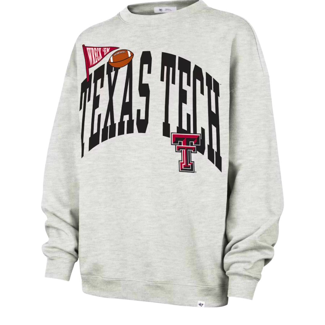 Arched Football Oversized Sweatshirt, Color: Ash, Size: SM