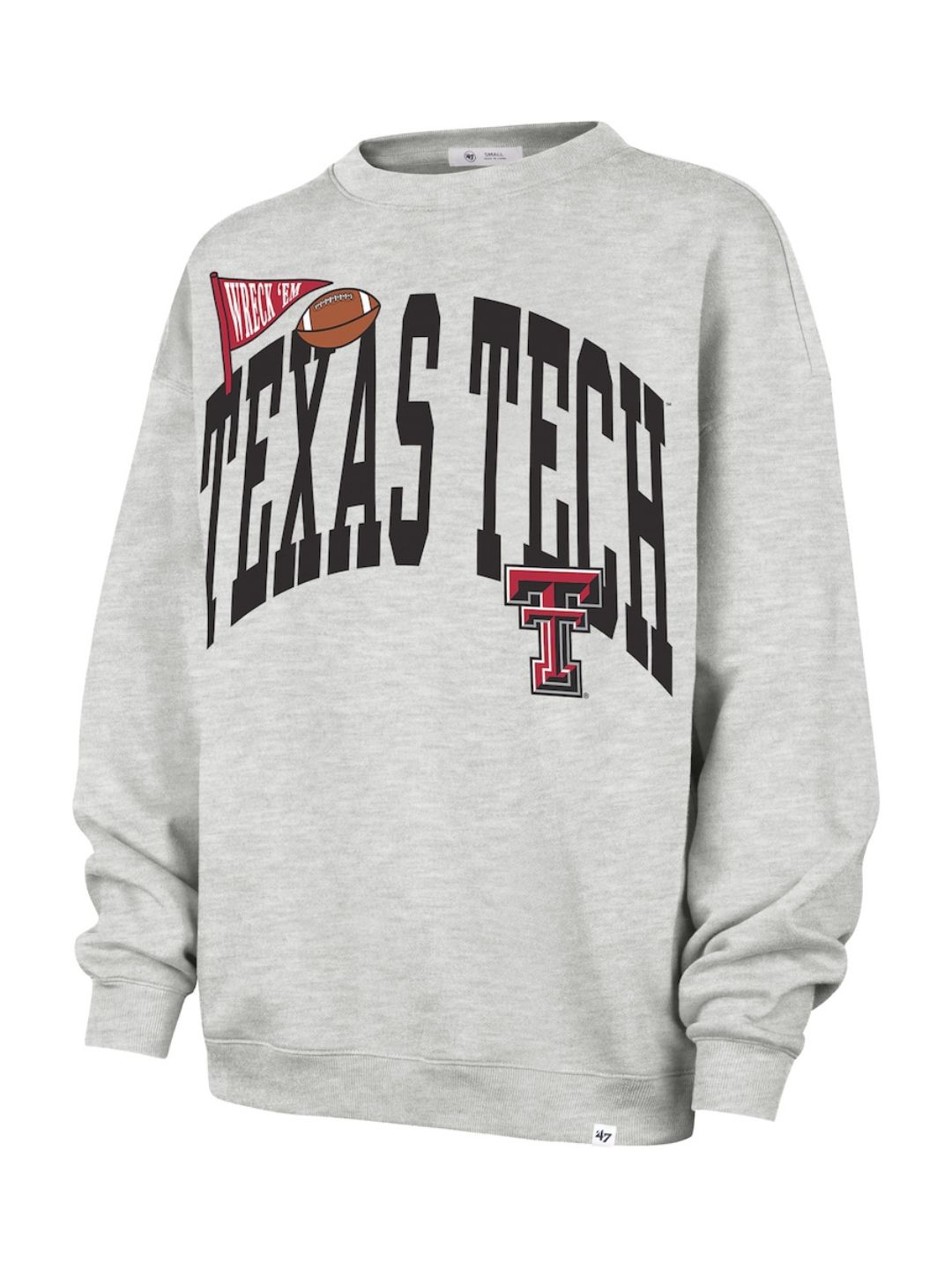 Arched Football Oversized Sweatshirt, Color: Ash, Size: SM