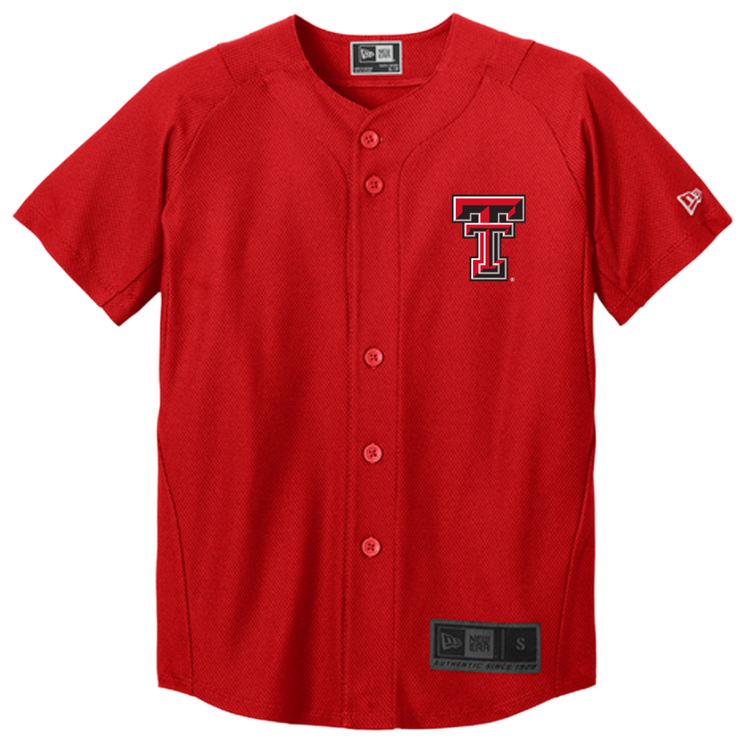 New Era Youth Diamond Full Button Baseball Jersey, Color: Red, Size: XS
