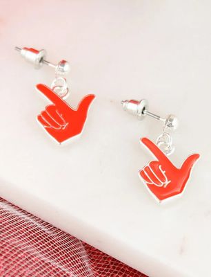 Guns Up Hand Dangle Silver Earring