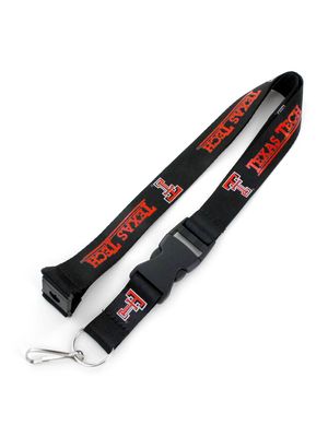 Black Detachable Lanyard - Red Print