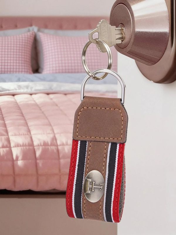 Grosgrain Ribbon Leather Concho Key Fob