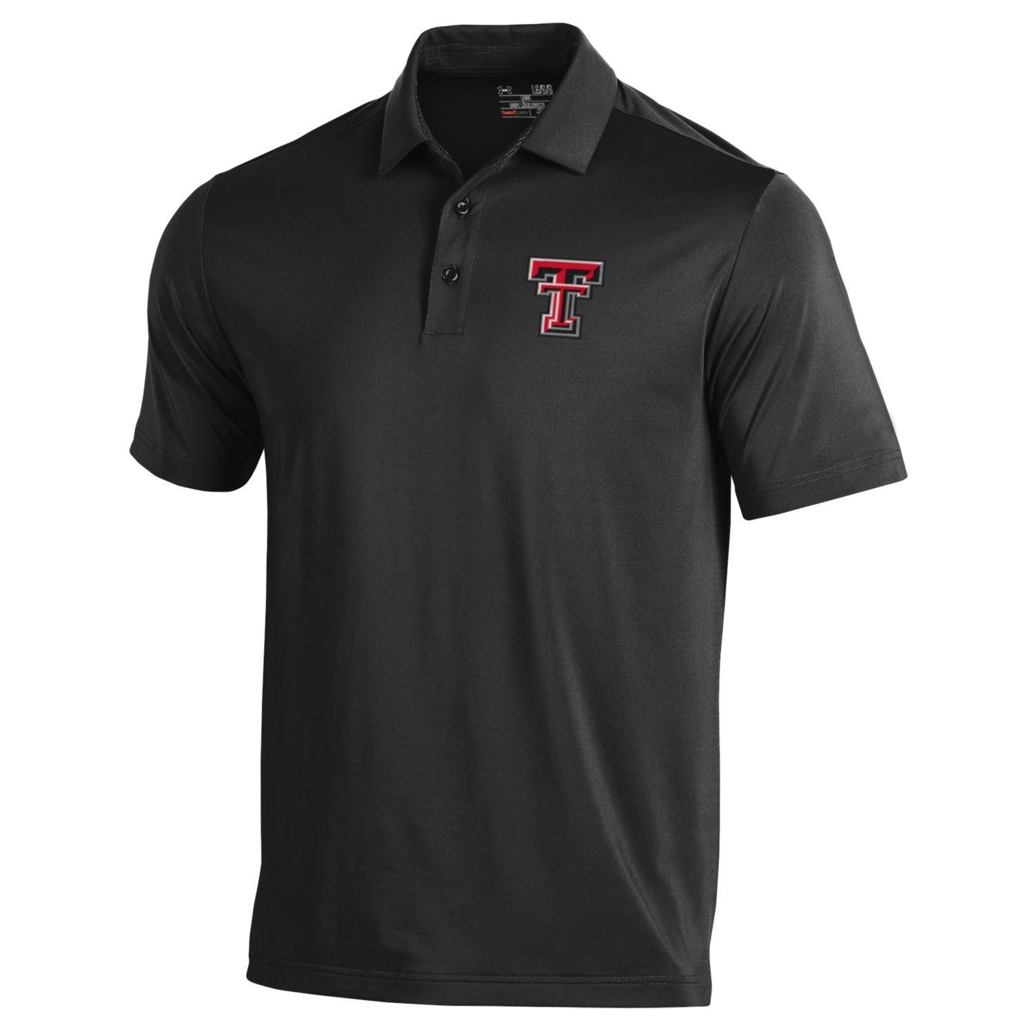 Under Armour Throwback Charged Cotton Polo , Color: Black, Size: SM