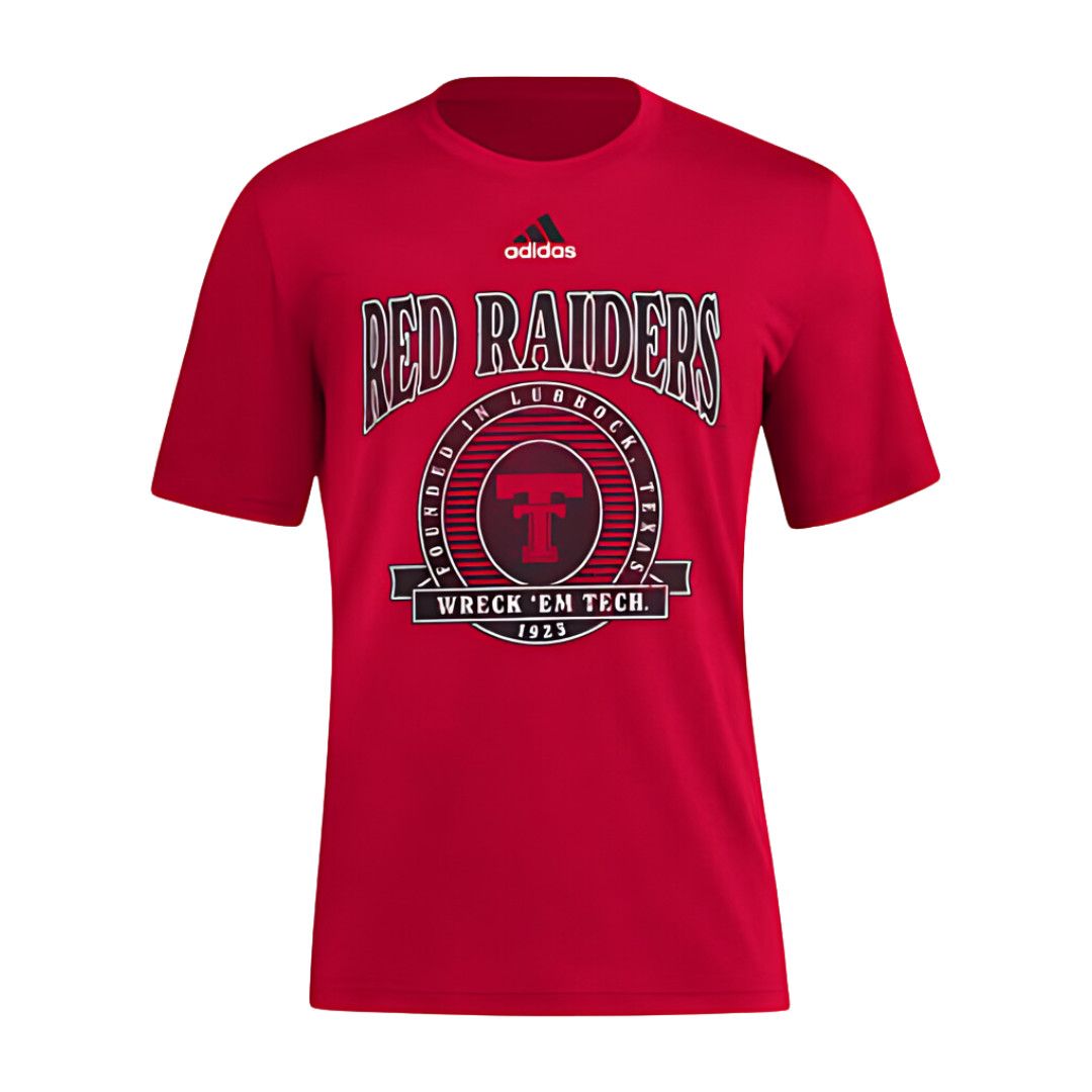 Adidas Retro Oval Blend Short Sleeve Tee, Color: Red, Size: SM