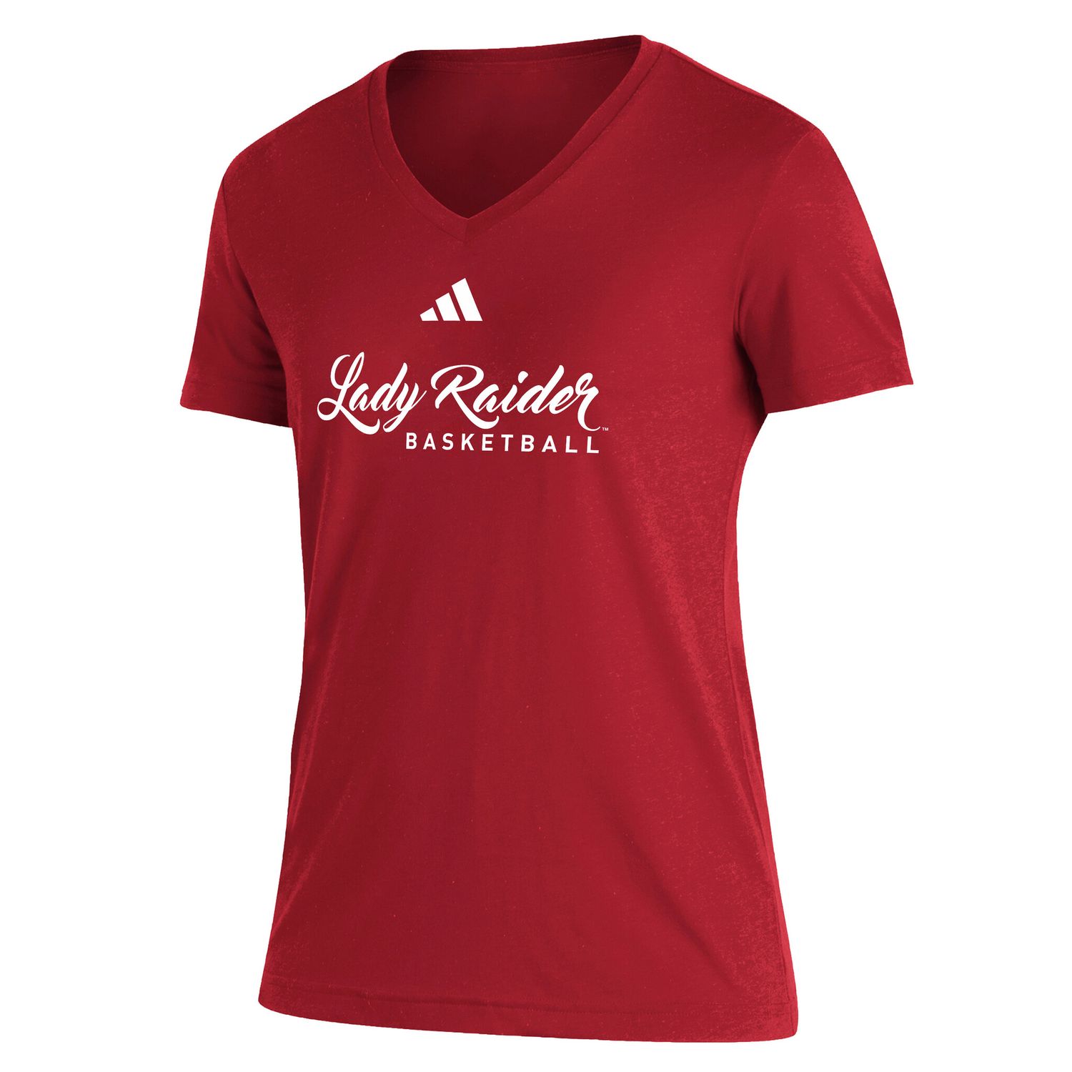 Adidas Lady Raider V-Neck Tee, Color: Red, Size: XS