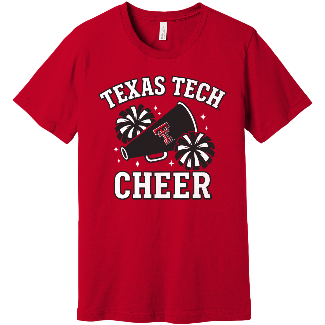 Cheer Megaphone Short Sleeve Tee, Color: Red, Size: SM