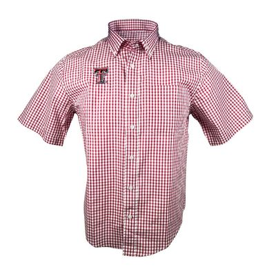 Poplin Gingham Button Down Short Shirt