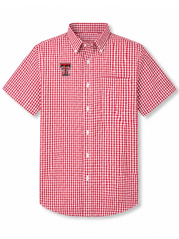 Poplin Gingham Button Down Short Shirt