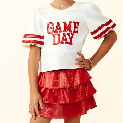 Game Day Girls Balloon Sleeve Top