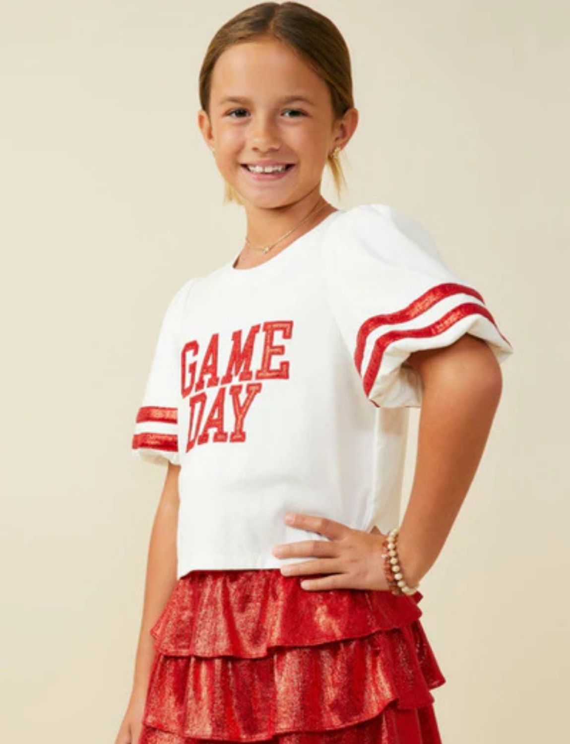 Game Day Girls Balloon Sleeve Top