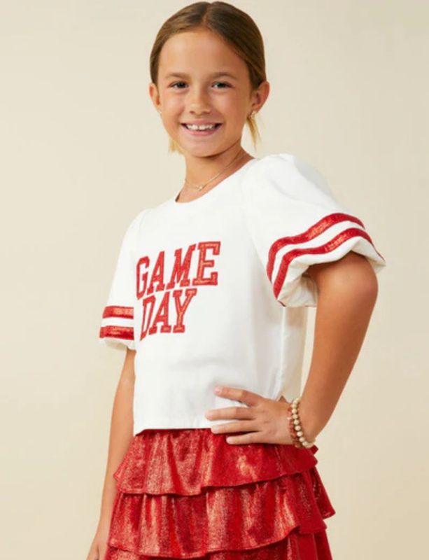 Game Day Girls Balloon Sleeve Top