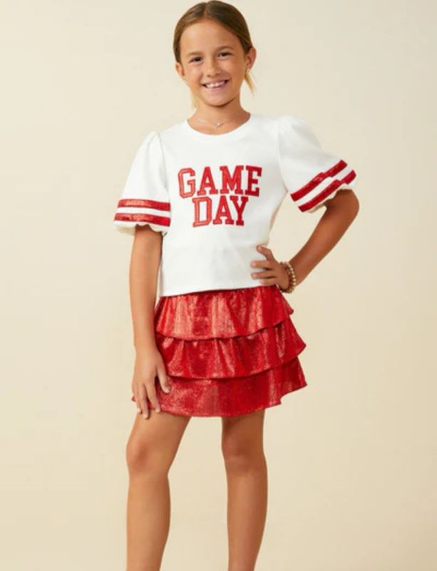 Game Day Girls Balloon Sleeve Top