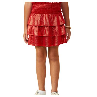 Girls Metallic Red Skort