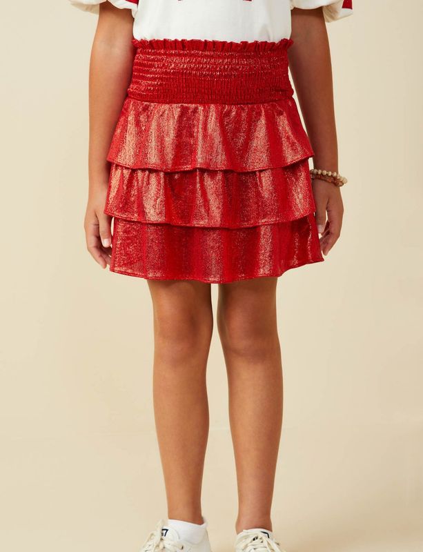 Girls Metallic Red Skort