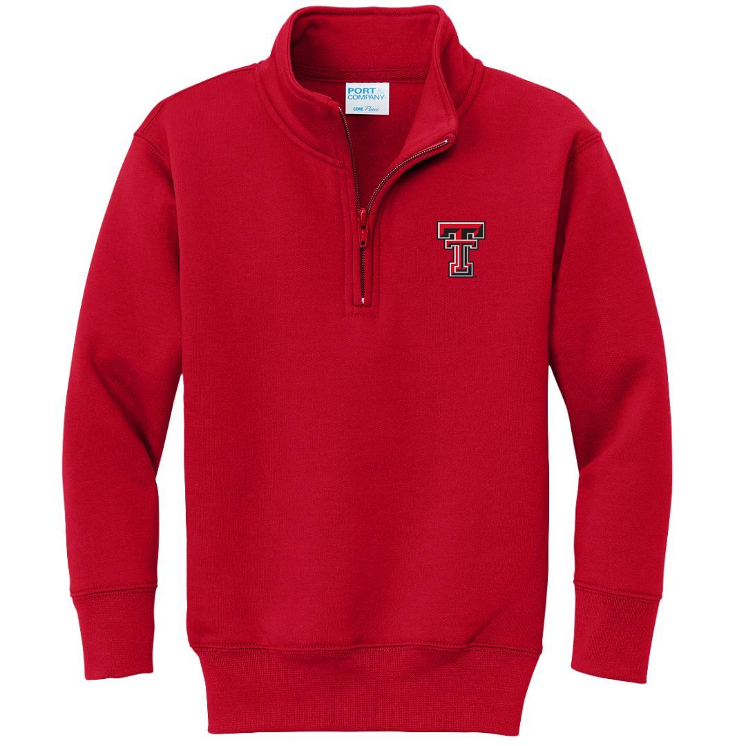 Fleece 1/4 Zip Youth Sweatshirt, Color: Red, Size: SM (6-8)