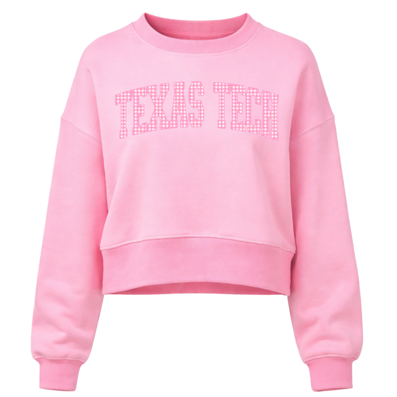 Gingham Check Mock Crop Sweatshirt
