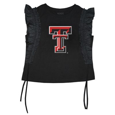 Sequin Ruffle Tee with Side Ruching