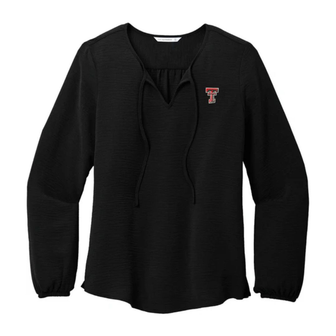 Ladies Textured Crepe Blouse, Color: Black, Size: SM
