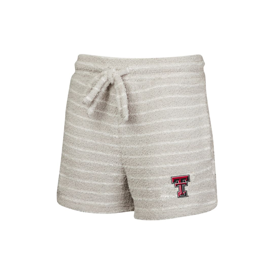 Striped Chenille Ladies Shorts, Color: Grey/White, Size: SM