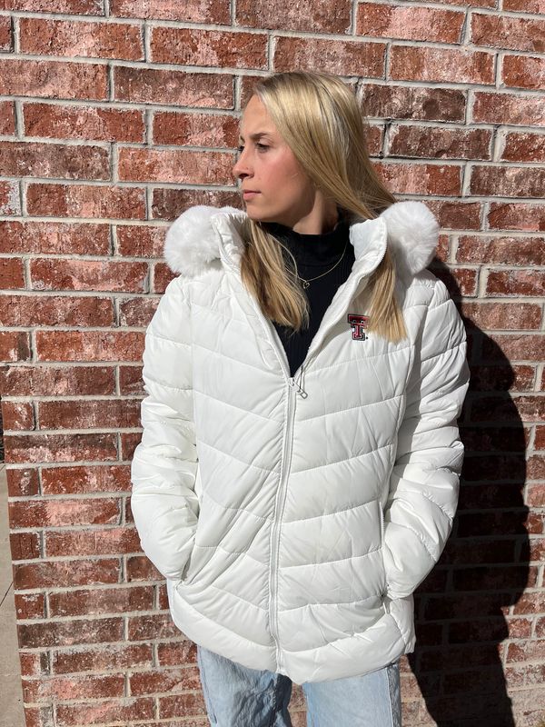 Ladies Puffer Jacket with Fur Hood