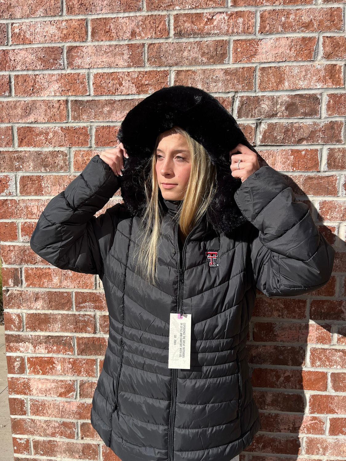 Ladies Puffer Jacket with Fur Hood