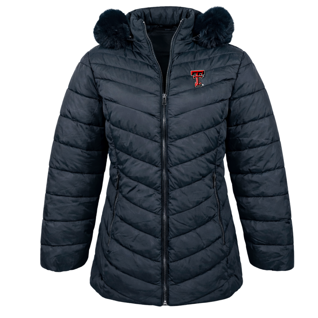 Ladies Puffer Jacket with Fur Hood