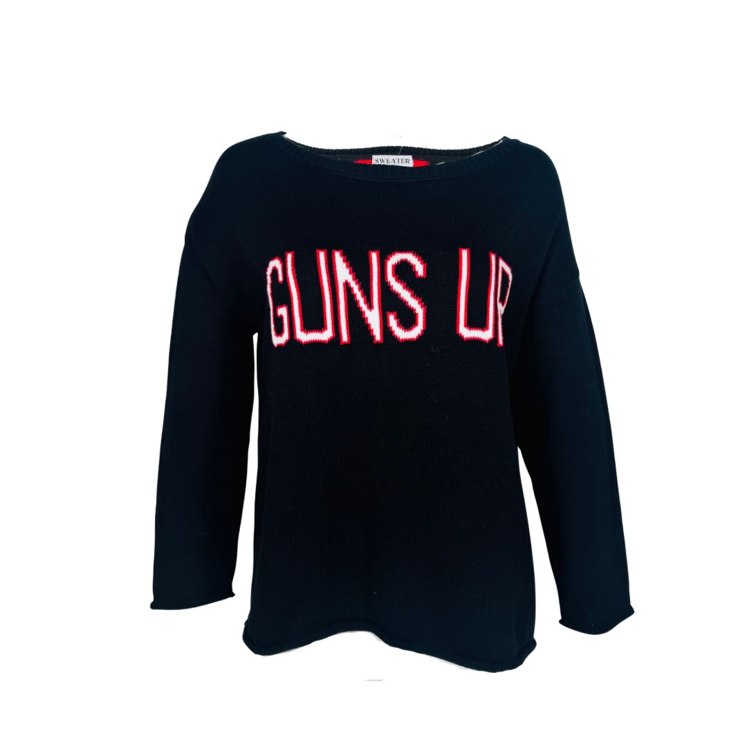 Guns Up Ladies Knit Sweater, Color: Black, Size: XS