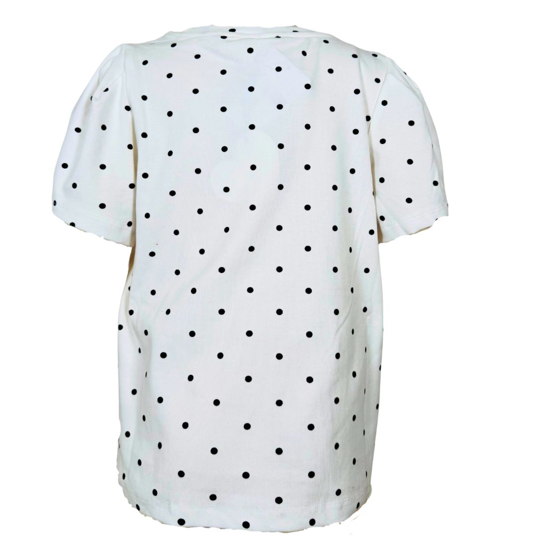 Girls Puff Sleeve Polka Dot Tee