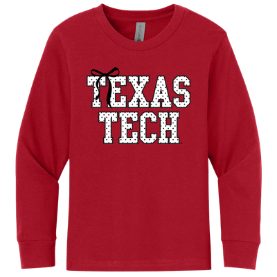 Polka Dot Bow Stack Youth Long Sleeve Tee