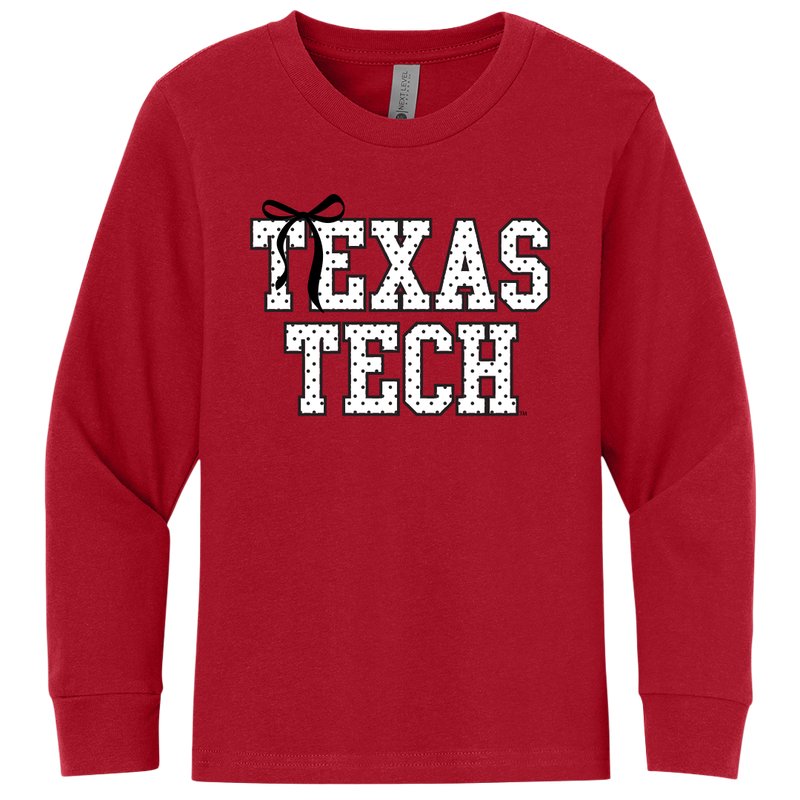 Polka Dot Bow Stack Youth Long Sleeve Tee