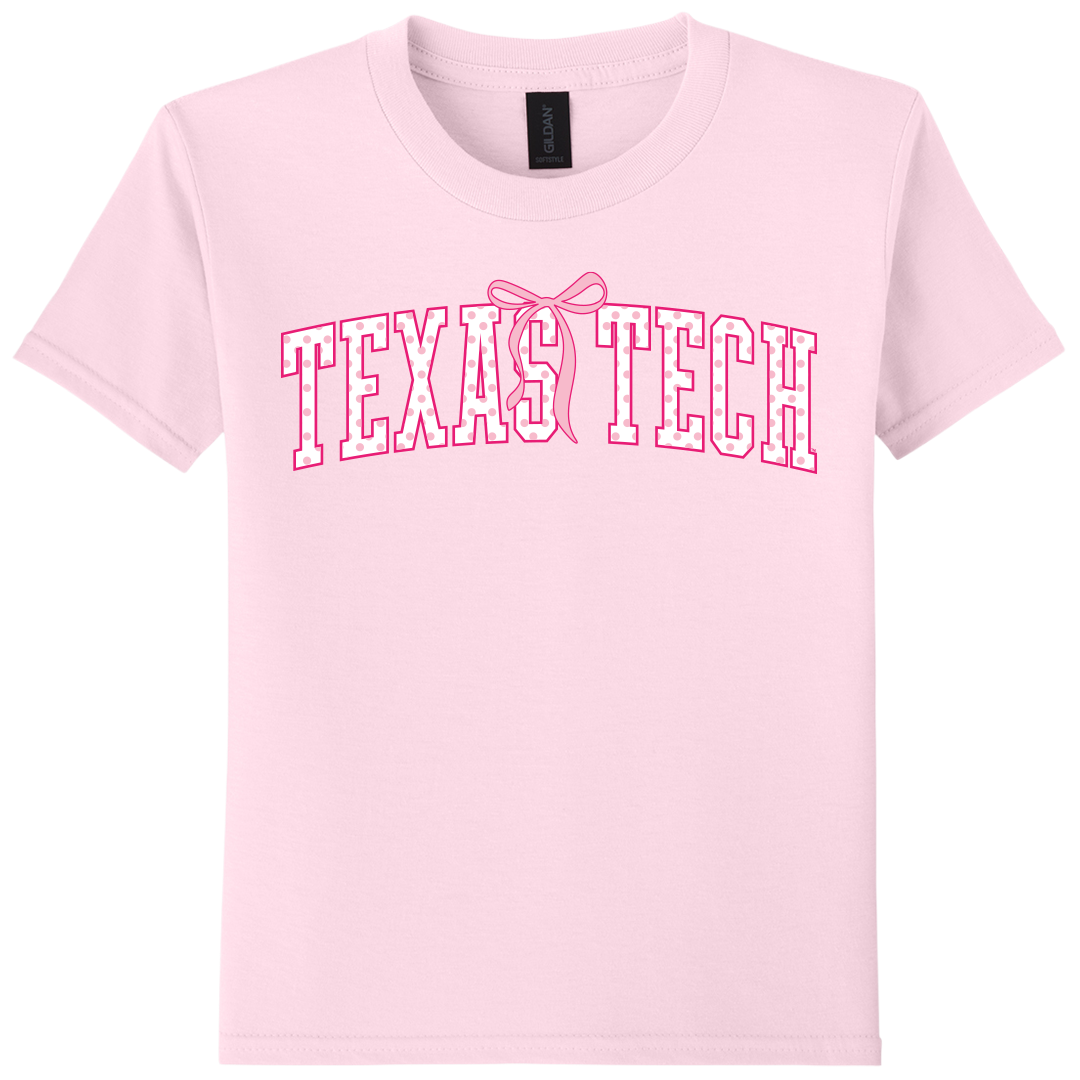 Arched Polka Dot Bow Short Sleeve Tee 