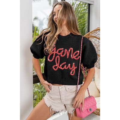Gameday Sparkle Puff Sleeve Sweater