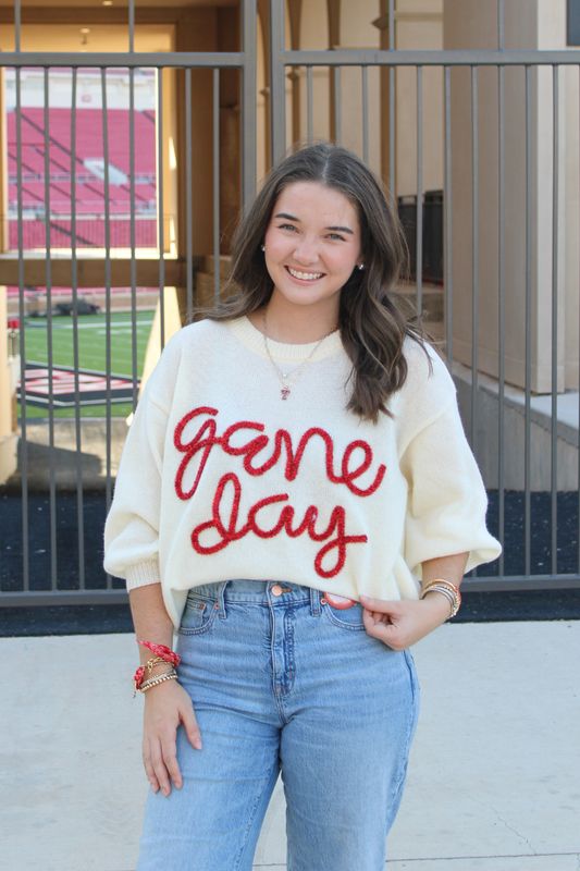 Gameday Sparkle Puff Sleeve Sweater