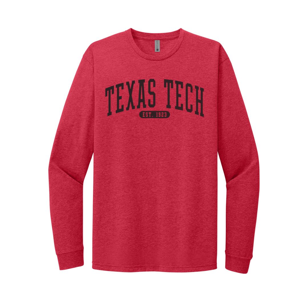 Established Arch Long Sleeve Tee, Color: Red, Size: SM