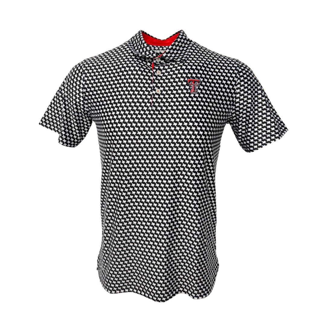 Texas Sublimated Polo with Double T, Color: Black/White, Size: SM