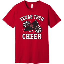 Cheer Megaphone Youth Short Sleeve Tee, Color: Red, Size: SM (6-8)