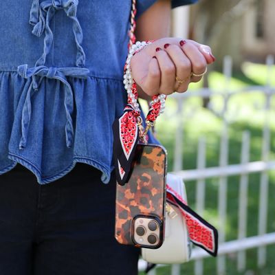 Woven Scarf Pearl Phone Strap/Wristlet 