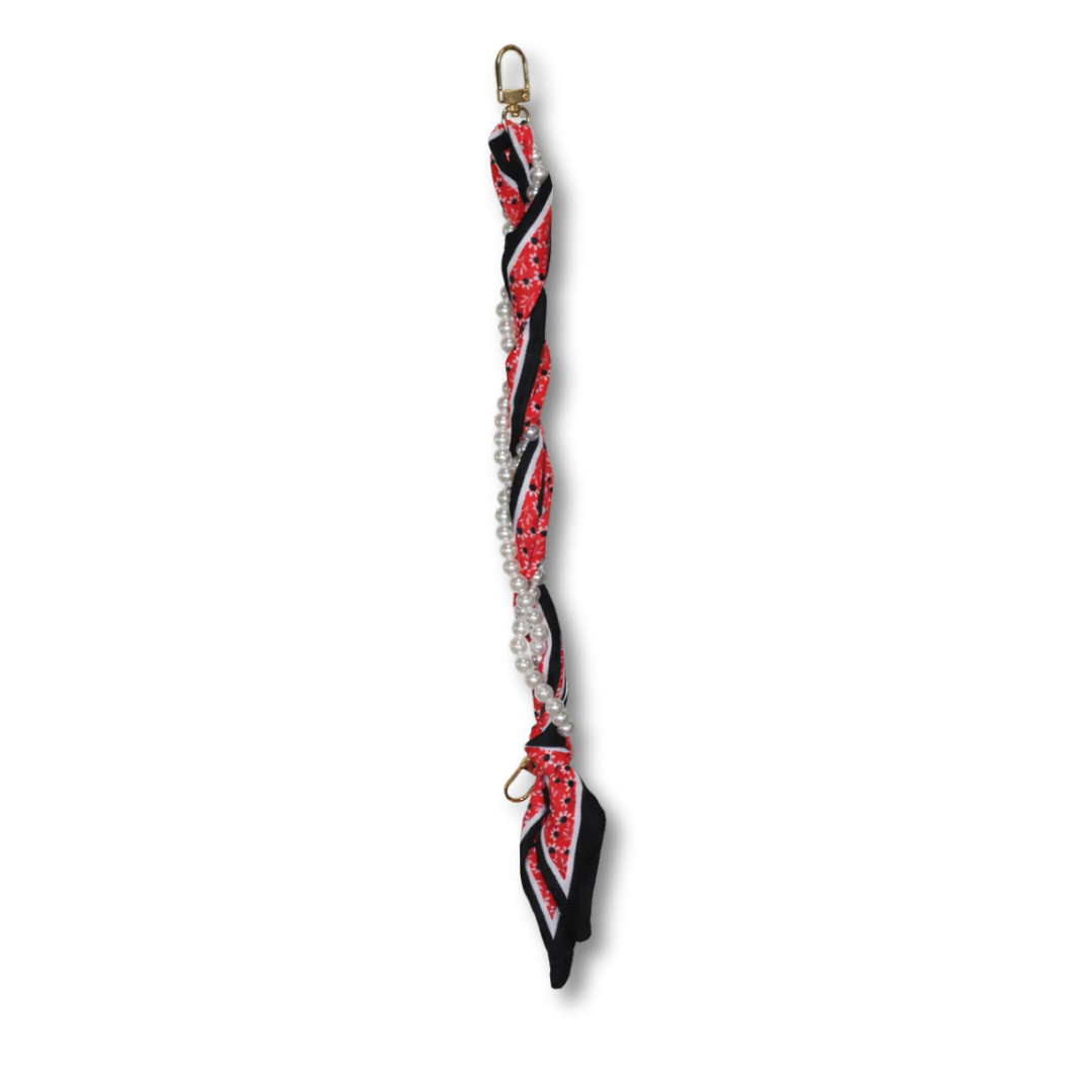 Woven Scarf Pearl Phone Strap/Wristlet 