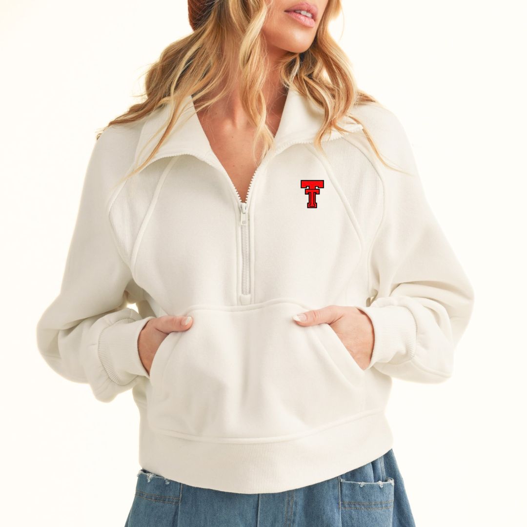 Throwback Dove Neck Half Zip 