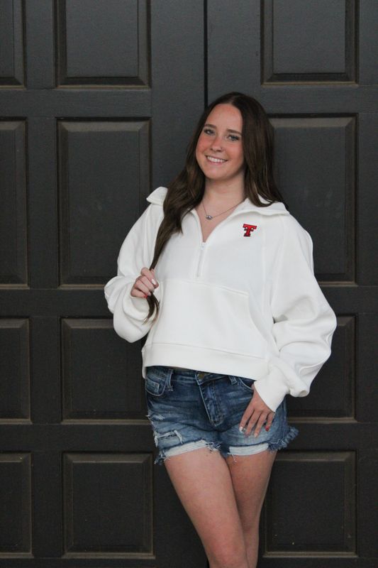 Throwback Dove Neck Half Zip 