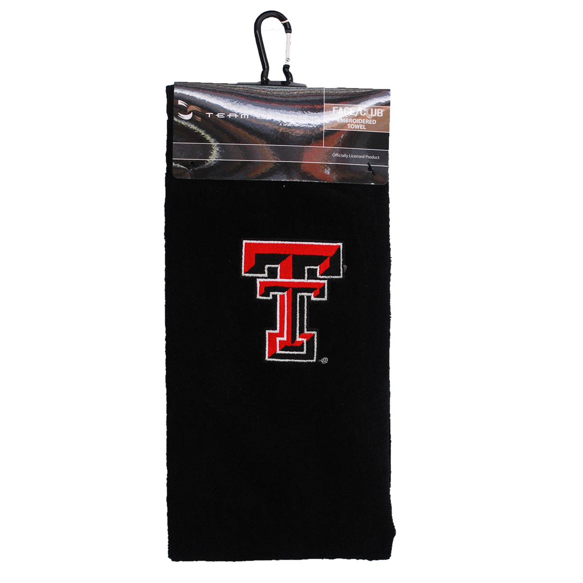 Face/Club Embroidered Black Towel