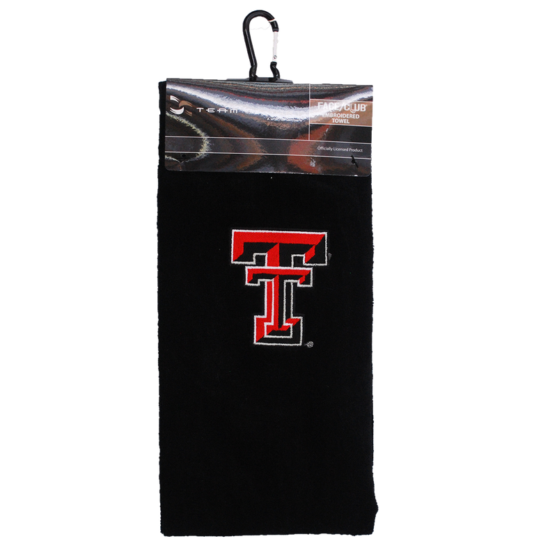Face/Club Embroidered Black Towel
